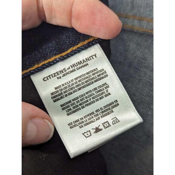 Citizens of Humanity Gage Jeans 36x33 Dark Wash Slim Straight Distressed Faded - Picture 7 of 10